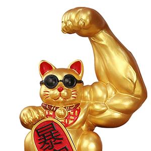 Gatto fortunato con braccio gigante statuetta Feng Shui ornamenti per la decorazione regalo scultura riccamente progettata - Product Image 1
