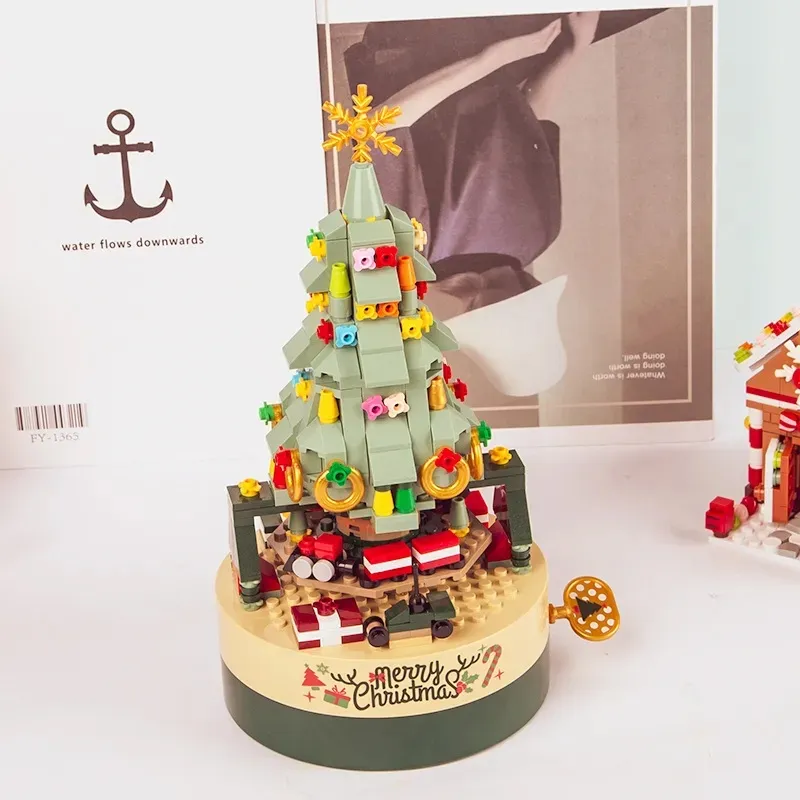Vrolijke Kerstverlichting Boom Bouwstenen Creatieve Muziekdoosjes Decoratie Kinderen Kinderen Kerst Santa Claus Geschenken