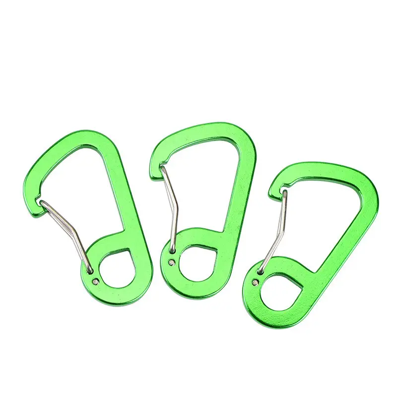 6 cm 6 shaped curved wire gate aluminum flat carabiner