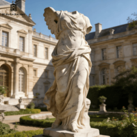 Statue de la déesse de la victoire en marbre blanc sculptée à la main, taille réelle, style classique grec, pour la décoration de manoir et de jardin