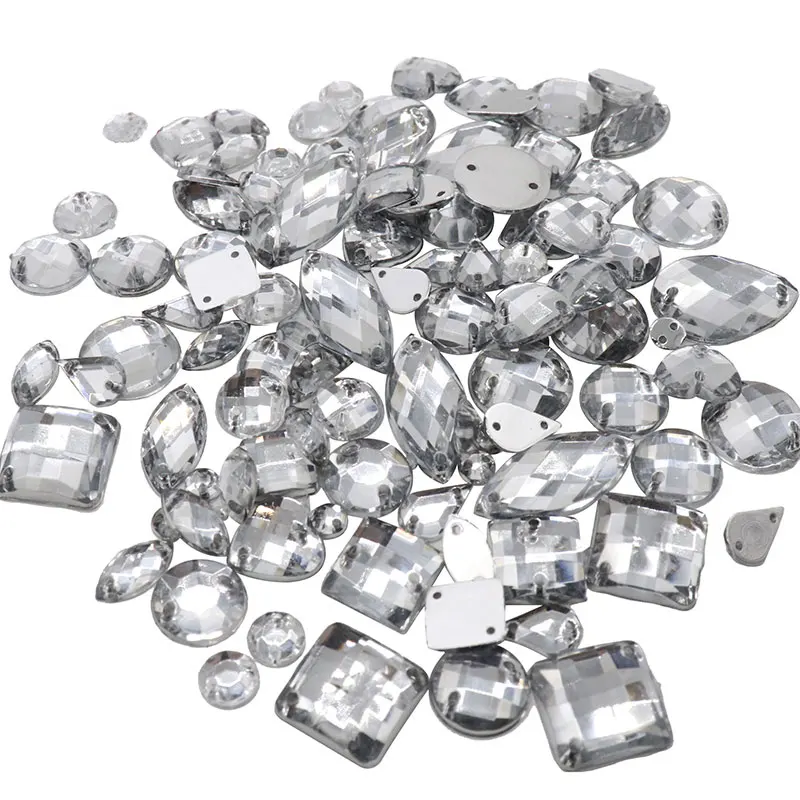 20 g/borsa (circa 160 pezzi) forme miste acrilico gemma posteriore piatta perline pietre di cristallo <span class=keywords><strong>cucire</strong></span> su strass