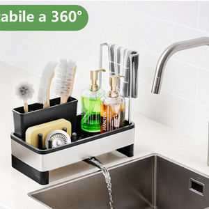 Organisateur d'évier de cuisine polyvalent en <span class=keywords><strong>acier</strong></span> inoxydable, support pour éponge et ustensiles de cuisine pour comptoir - Product Image 6