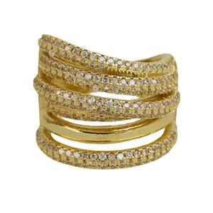 Высокое качество роскошные кольца золото циркон кольцо 18k покрытие модные ювелирные кольца новые модные оптом