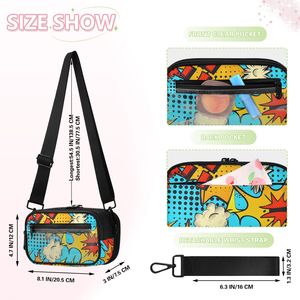 Sacs bandoulière transparents en PVC personnalisés avec imprimé graffiti, portables 3-en-1, légers en polyester avec fermeture éclair - Product Image 5