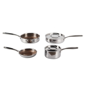 Minimalist Design Non-Stick <b>Induction</b> Compatible With Lids 4-Piece Stainless Steel <b>Cookware</b> <b>Set</b> - Product Image 4