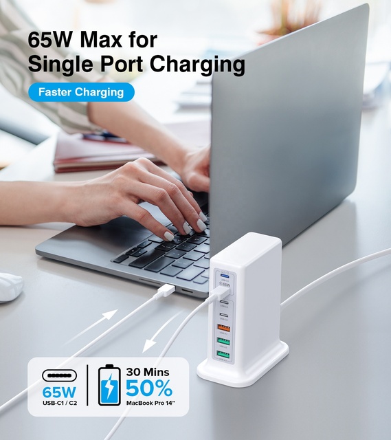 HNT GaN 180W PD+QC+PPS Protocols 7 in 1 Charger Laptop Travel Adapter 3A4C Fast Charging for Macbook/iPhone/Samsung Pro Charge