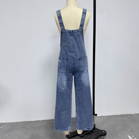 Channel 2026 Salopette en jean d'été pour femme, coupe large, effet usé, avec bretelles réglables, style ample et baggy