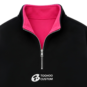 Black Polar Fleece Half Zip Pullover <b>Sherpa</b> Lined Sweatshirt Stand Collar Soft Warm Pullover <b>Hoodie</b> - Product Image 3