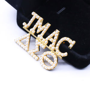 Lujo 18K chapado en oro tono hermandad Delta Jackson MS Alumnae capítulo diseño perla cubierta griego DST JMAC símbolo broche Pin - Product Image 6