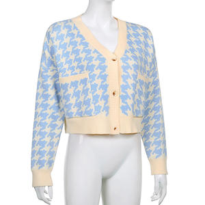 Abrigo Ponc para mujer con mangas largas Nueva chaqueta de lona con patrón de estampado a cuadros - Product Image 6