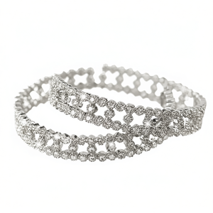 Serre-tête de mariée blanc avec cristaux et strass, accessoire de coiffure pour mariée - Product Image 1