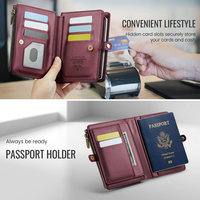 Porte-passeport en cuir CaseMe 2025, best-seller, pour voyage, personnalisé, avec poche pour cartes bancaires et d'identité, couleur violette