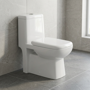 WC monobloc en céramique Aqua Cubic, cuvette de toilette standard blanche, avec réservoir encastré - Product Image 3