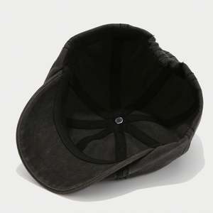 Nouveau Chapeau Gavroche en Coton Lavé Printemps 2025 pour Femme et Homme, Béret Britannique Vintage Couleur Unie 8 Panneaux - Product Image 4