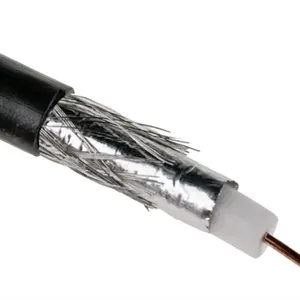 Cable Coaxial RG6, conector RG6 2DC, cable coaxial RG59 con chaqueta de PVC, conductor de cobre desnudo CCS