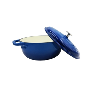 Cocotte en fonte émaillée bleue pour la <span class=keywords><strong>cuisson</strong></span> du pain au levain, avec couvercle, pot à gratin rond pour les boulangers à domicile - Product Image 2