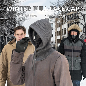 Pasamontañas de invierno personalizados Y2K con estampado digital, gorro de forro polar tejido con cuello y cobertura facial completa - Product Image 2
