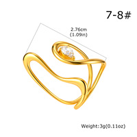 Anillo Abierto de Doble Capa con Circonitas, Chapado en Oro de 18K, Estilo Blogger de Internet, de Acero Inoxidable