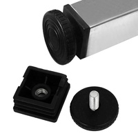 Pieds de meubles en plastique, niveleur réglable, tube à vis fileté, insert, pied de nivellement réglable, glissière, bouchon de tube avec boulon interne
