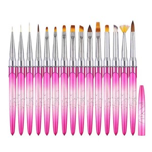 Pink Metal Handle 6mm 9mm 12mm Gel Nail Brush <b>Set</b> with Cap Premium PBT Liner French Tip Manicure Salon Nail Art <b>Paint</b> Brushes - Product Image 5