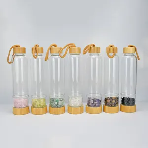 自定义竹盖玻璃宝石水瓶治疗药剂水晶水瓶
