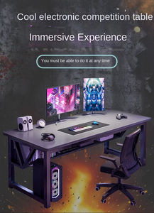 <span class=keywords><strong>Bureau</strong></span> de jeu convertible moderne en bois <span class=keywords><strong>avec</strong></span> étagère et <span class=keywords><strong>tiroir</strong></span>, édition YQ A41-Gaming, respectueux de l'environnement - Product Image 2