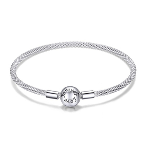 Pulsera de Plata de Ley 925 para Mujer, Brazalete de Cadena DIY con Iniciales, Amor Eterno, para Creación de Joyas - Product Image 1