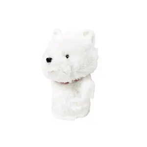 Custom Made Factory Price Pure White Dog Shape Golf Animal Plush Head Cover Golf Accessories Cotton Golf Driver Head Cover