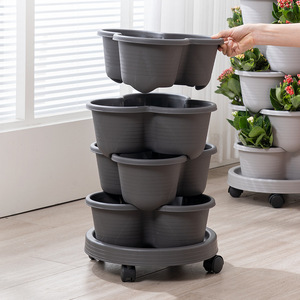 Jardinière verticale A31 <span class=keywords><strong>pour</strong></span> fraises, design carré, utilisation au sol, ensemble de jardinage suspendu en plastique <span class=keywords><strong>pour</strong></span> pépinière, fraises empilables - Product Image 4