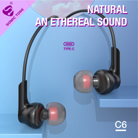 Écouteurs intra-auriculaires ergonomiques filaires Type-C, port confortable toute la journée, appels HD clairs comme du cristal, commande intégrée à 3 boutons pour le volume