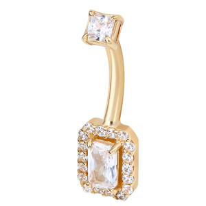 Eterno metallo 14K <span class=keywords><strong>oro</strong></span> massiccio intrecciato internamente anelli <span class=keywords><strong>ombelico</strong></span> zircone quadrato corpo <span class=keywords><strong>Piercing</strong></span> gioielli all'ingrosso - Product Image 3