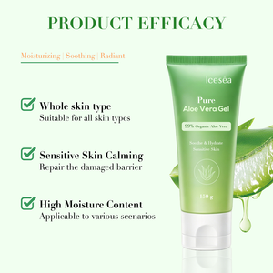 Gel d'aloe vera biologique pur à 99 % OEM avec extrait de feuille d'aloe vera, aloé emodin, apaisant, hydratant, soin après-soleil, marque privée - Product Image 2