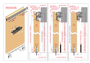 170 lbs mềm đóng mở nội thất hoàn toàn giấu Hidden theo dõi trượt Barn <span class=keywords><strong>Door</strong></span> phần cứng thiết lập cho nhà bếp pantries - Product Image 6
