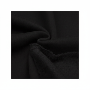 Tela de Punto Francesa Gruesa de Color Negro Oscuro, 65% Algodón, 35% Poliéster, Resistente a Desgarros, para Vestidos de Invierno - Product Image 1