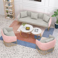 Style nordique simple moderne petite famille magasin de vêtements canapé lumière luxe métal canapé table basse combinaison loisirs canapé chaise