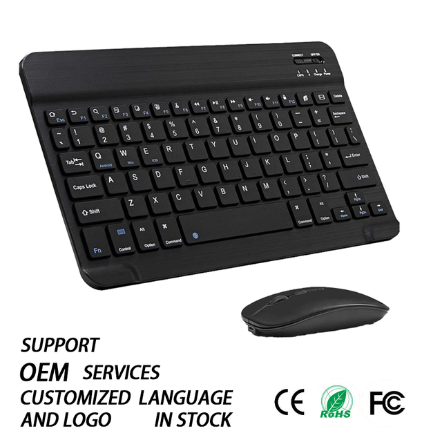 Factory Wholesale Ultra-slim Wireless Mini BT Keyboard Mouse Set Rechargeable Silent Scissor Switch Multi-system Stock