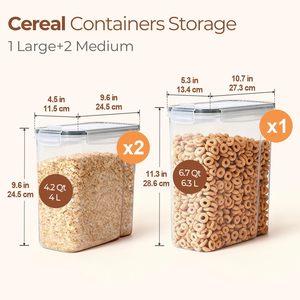 42 Pack Airtight BPA Free Dishwasher Safe Food Storage Containers Measuring Lids Plastic <b>Kitchen</b> Organization Cereal Flour Sugar - Product Image 3