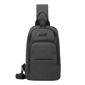 Classic Sling Waterproof Anti-theft men Black PU Leather Chest bag Straps Leather Shoulder bag cross body chest bags