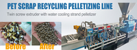 Máquina para Hacer Gránulos de Botellas de Plástico de 100-1000 kg/h, Línea de Peletización de PET Modificado, Máquina Granuladora de PET