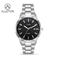 Montre de luxe pour homme musulman de haute qualité, bracelet en acier inoxydable, montre à quartz personnalisée, cadran lumineux, personnalisable