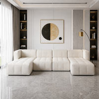 Canapé modulaire sectionnel Rice, convertible en forme de U, en tissu, assise profonde, pour salon