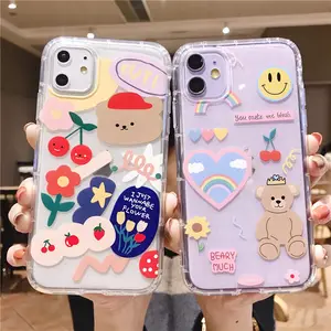 Casing ponsel kartun Harga terbaik untuk iPhone 13 14 15 Pro Max Italia baru bear Beruang transparan kantung udara anti jatuh