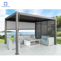 Gazebo en aluminium d'extérieur avec toit à lamelles électriques, pergola motorisée imperméable pour jardin et patio