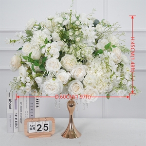 Boules de fleurs artificielles en soie réalistes, durables et faites à la main, tailles personnalisables DKB, pour décorations de table de mariage - Product Image 2