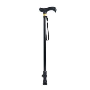 Canne télescopique en alliage d'aluminium avec embout en caoutchouc, bâton de marche antidérapant pour personnes âgées, utilisation en extérieur, noir, 3 articulations, longueur réglable - Product Image 3