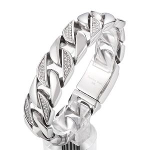 Pulsera de Eslabones Cubanos Iced Out de Acero Inoxidable, Joyería Hiphop para Hombre y Mujer, Color Plata, Pieza Duradera y Destacada con Cierre Seguro - Product Image 5