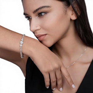Zanlong L15238 925 Sterling Silver Gold Plated Moissanite Chain Link Bracelets Women <b>Men</b> Free Shipping Matching Best Friends - Product Image 2