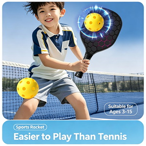 Palas de Pickleball Negras con Patrón Hexagonal, Agarre Antideslizante, Forma Estándar, Juego de 2 Piezas para Adultos, para Todas las Estaciones - Product Image 3