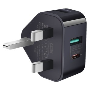 Dual-Port PD Charger <b>Adapter</b> 20W UK <b>Plug</b> Type-C QC3.0 Fast Charging White - Product Image 5