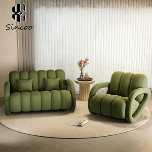 Sillón de Tela Moderno Nórdico Geométrico Individual o Doble para Salón de Belleza, Spa de Uñas o Barbería, Ideal para Áreas de Espera - Product Image 3
